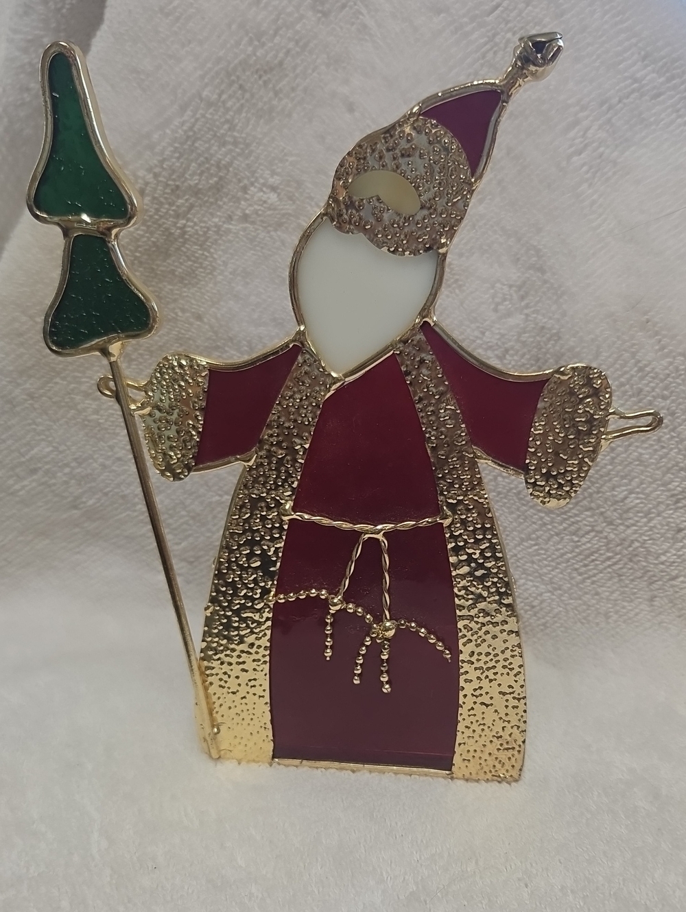 Stained Glass Christmas Santa Tea Light